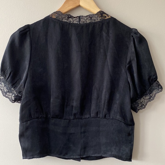 Forever 21 Satiny, Lace Trim, V Neck Top - Picture 4 of 12